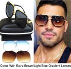 Tony Stark Retro Fashion Over Sized Square Men Women Vintage Sunglasses 100% UVAB With 2 Extra Replacement Gradient Lenses…